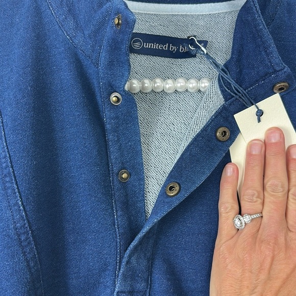 United By Blue Organic Indigo Terry Mini Blue Long-Sleeve Dress XS NWT - Picture 5 of 8